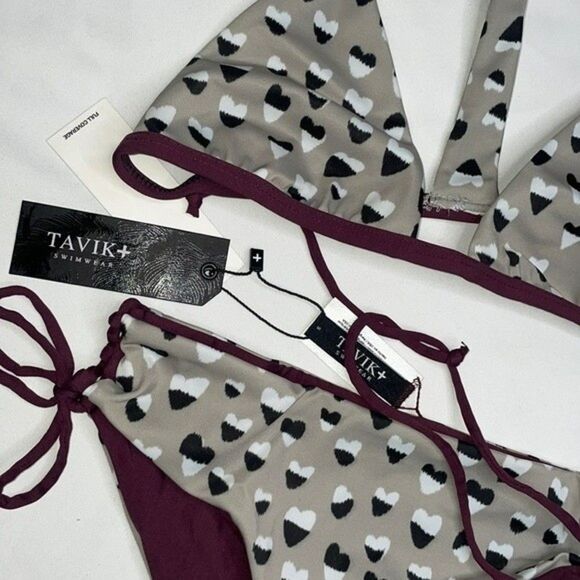 Tavik Womens BEBE Full Swim Bottom Cheetah Heart Print & RussoTriangle Swim Top - Picture 4 of 8